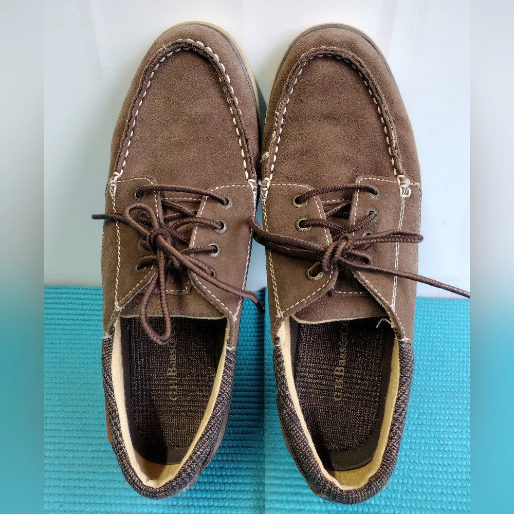G.H Bass & Co Mens Oliver F14 Boat Shoes Loafers Leather & Fabric Brown - 10